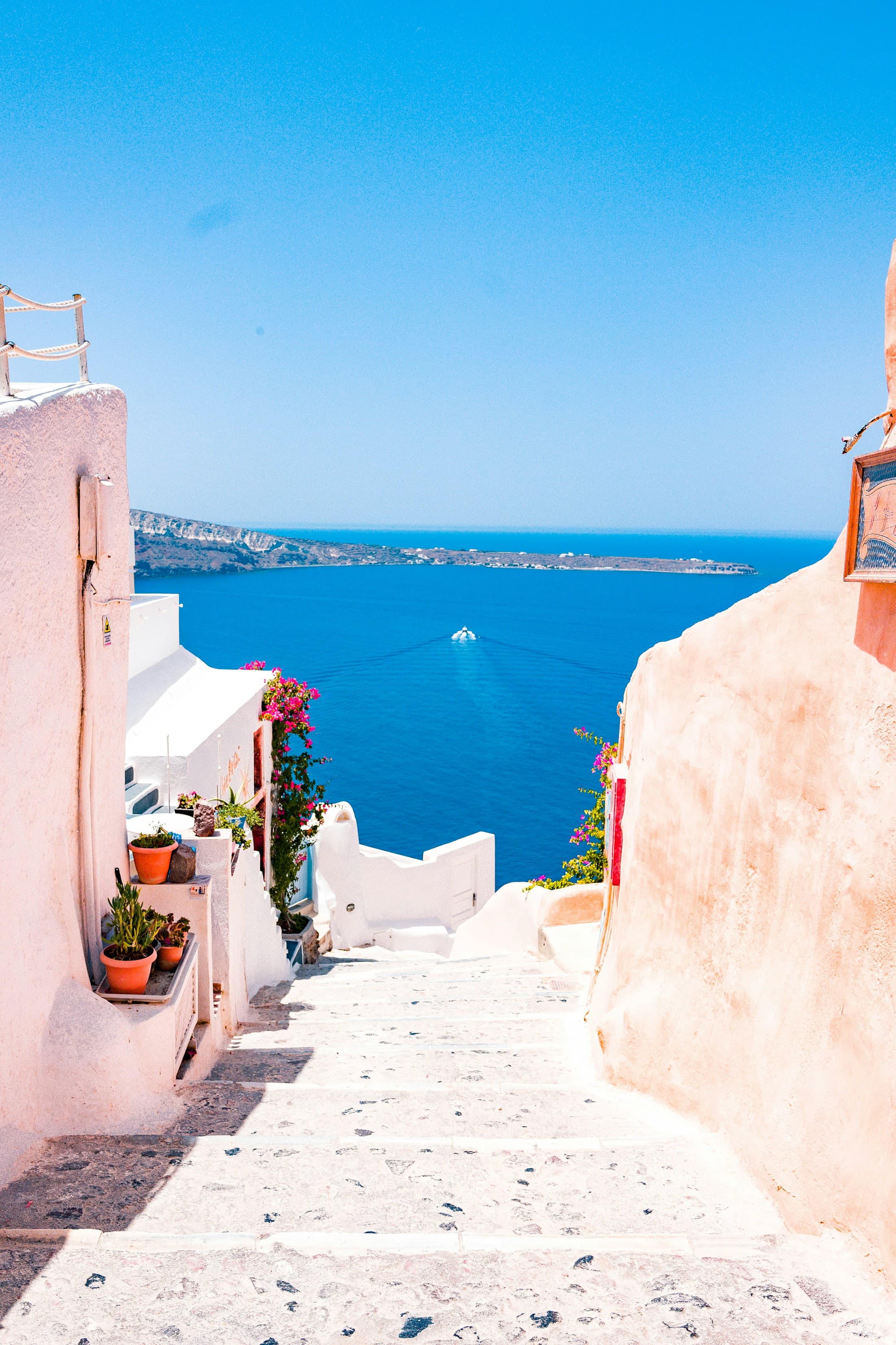 Whitewashed coastal terraces above the Aegean Sea